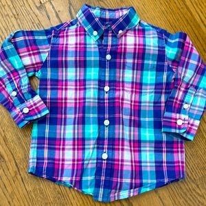Janie and jack cape cod captain boy cotton button down plaid long sleeve shirt